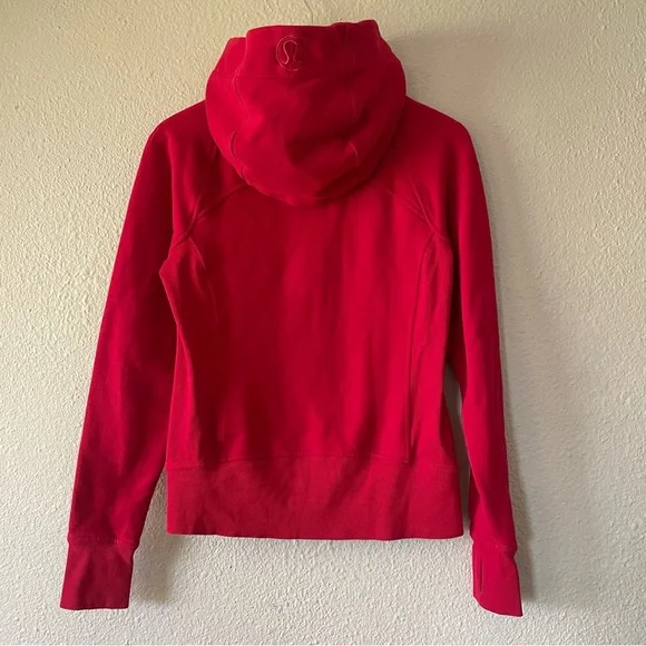 Lululemon Scuba Hoodie Sweater Light Cotton Fleece Womens Size 6 Red Zip Up Cozy - Picture 11 of 16